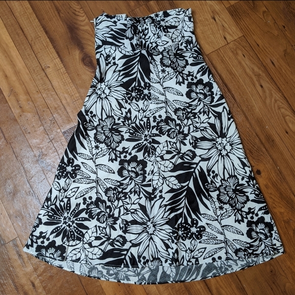 Gap Linen Strapless Dress Black & Off White Size 8 - Picture 2 of 4